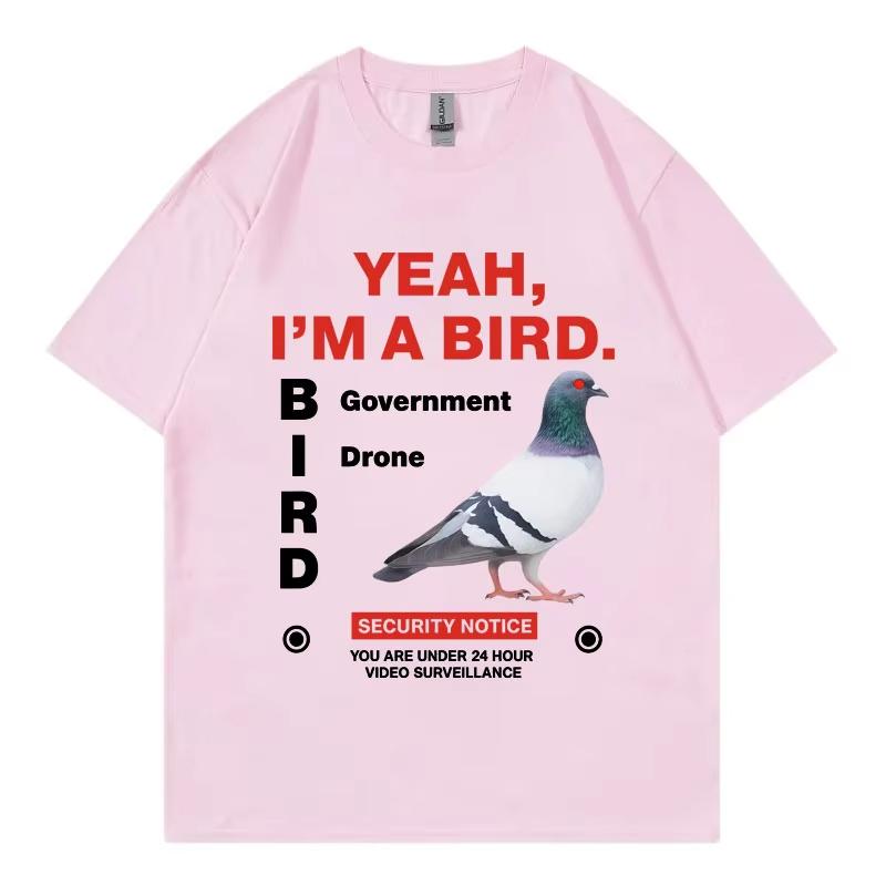 Government Funny Pigeon Graphic T Shirts High Street Fashion Trend Short Sleeve T-shirts Men Women Clothing Loose T-shirt