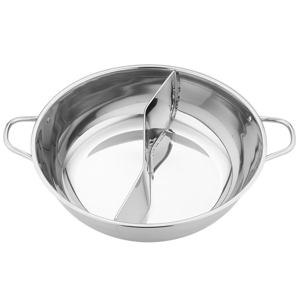 Stainless Steel Mandarin Duck Pot Kitchen Hotpot Practical with Divider Wok Frying Pan Divided Induction Cooktop