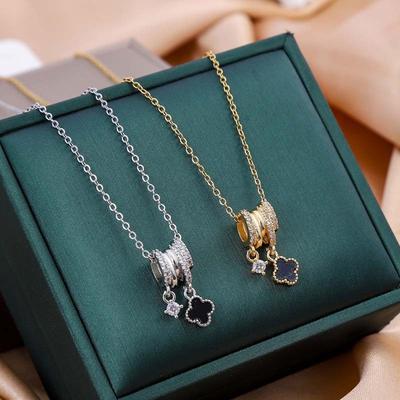 Four-Leaf Clover Necklace Female Fashion Exquisite Hundred With Senior Sense Pendant Zirconia Light Luxury Collarbone Chain