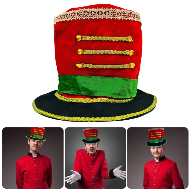 Elegantní klobouk s páskem pro sváteční průvody, unisex pro dospělé, klobouk vojáčka s nastavitelnou velikostí hlavy