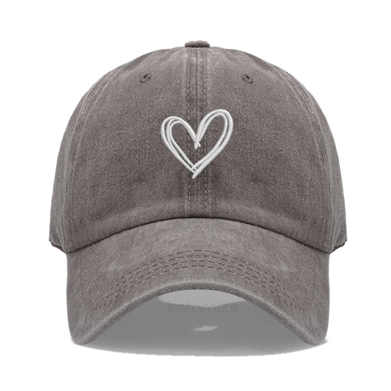 Unisex Soft Cotton Dad Hat Heart Embroidery Baseball Cap For Women Men Adjustable Unisex Casual Sports Caps