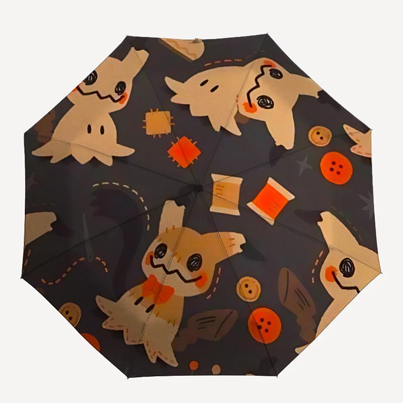 

1pc Ghostly Sewing Auto Open/close, All-Season Portable Folding Umbrella for Women & Men, Travel, Everyday, Formal Events - Compact Luxury Parasol, Ou