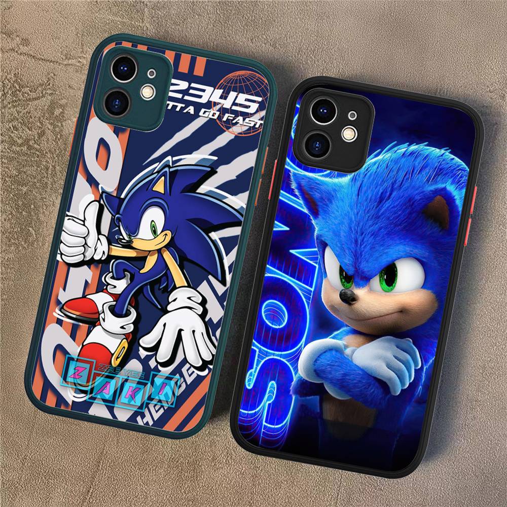 Game Sonic Movie Anime For IPhone 16 15 14 13 12 11 Pro Max X XS MAX Plus Translucent Black Phone Cover