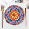 ABUL-4Pcs DIY Diamond Art Painting Placemat Round Non-Slip Acrylic Table Mats For Table Decor Easy Install A