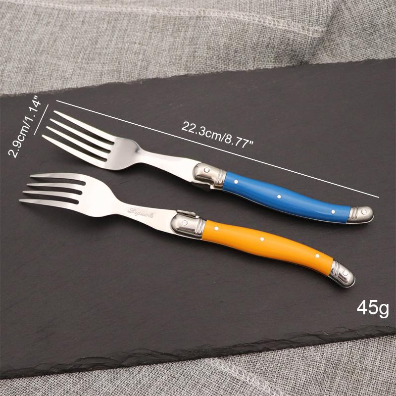 6pcs Laguiole Steak Forks Rainbow Dinner Fork Set Colorful Cutlery Table Fork Stainless Steel Bar Dinnerware Restaurant Home Kit