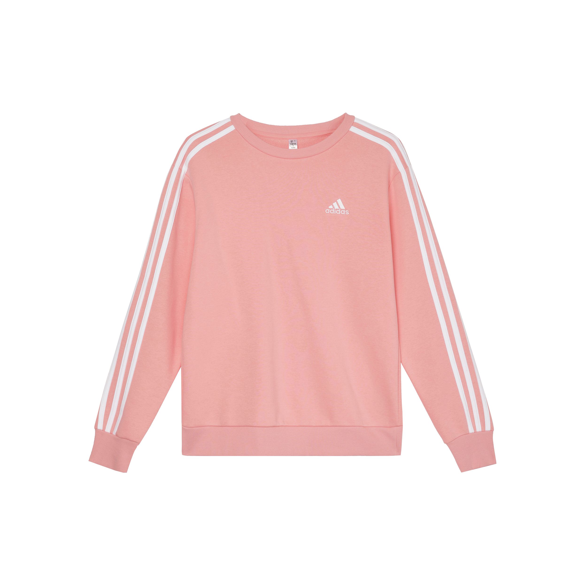 Adidas Essentials 3-Stripes Fleece Crew Neck Sweatshirt Women Pink IY1703 XS