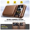 Shockproof Protective Wallet Case with Card Holder, Kickstand and Sliding Camera Cover for iPhone 17 Pro-Gold