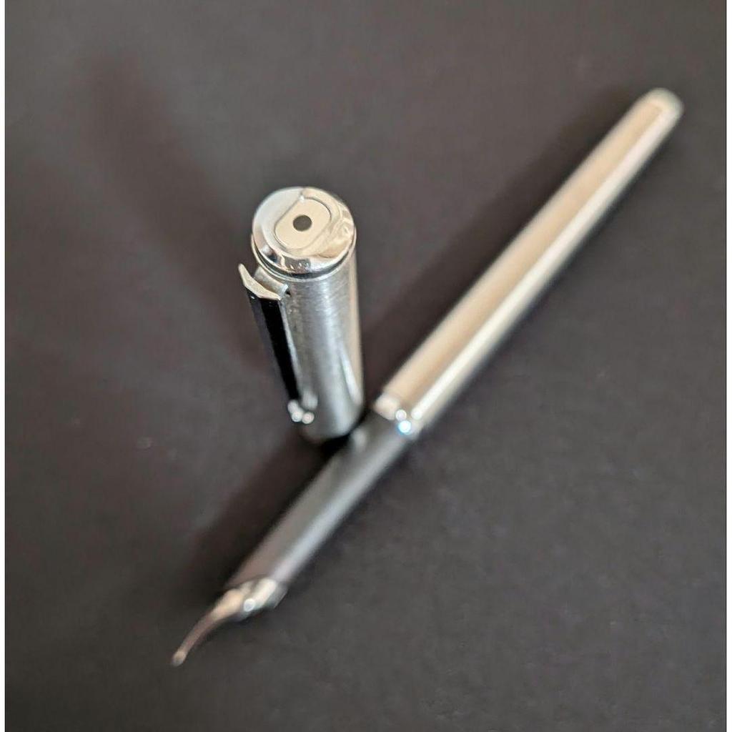 Used Genuine PARKER Fountain Pen, Stainless Steel Barrel, Retro, Vintage