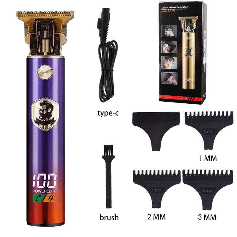 LCD Display Oil Head Hair Clipper Lithium Battery Silent Rechargeable Carving Head Washable Electric Pusher