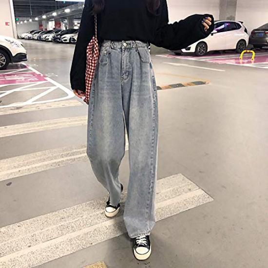 Belle Cie Jeans Women's High-Waisted Wide-Leg (ST/No. 27090) (Sax, L)