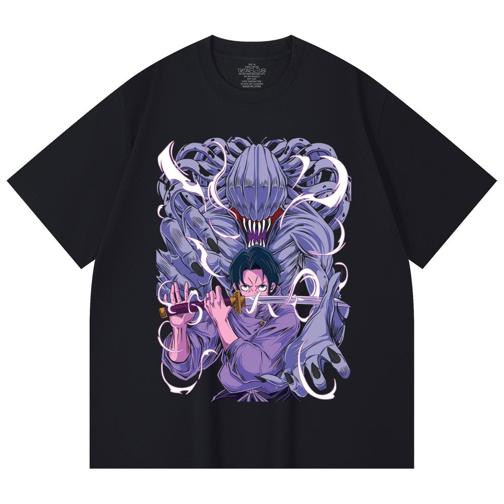 230 Gsm 100% Cotton Jujutsu Kaisen V52 Yuta Print Unisex Heavy Cotton T Shirt