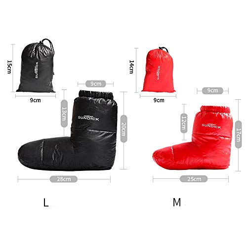 SUNDICK Daunensocken für den Winter im Freien, Kaltwetterausrüstung, Zeltstiefel und Schuhe (Rot, Größe M)
