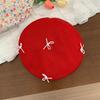 Cute And Sweet Korean Style Beret Hat For Women With Bow And Embroidery For Spring