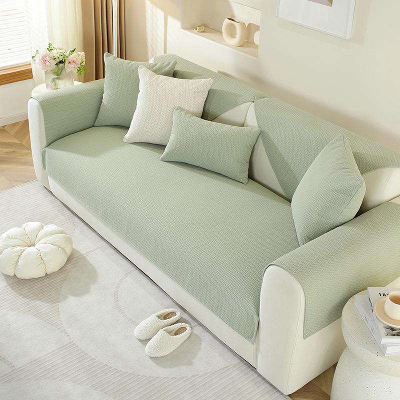 Living Room Sofa Mat Solid Color All Season Universal Anti Slip Sofa Cover Fashionable Chenille Sofa Cushion Cover