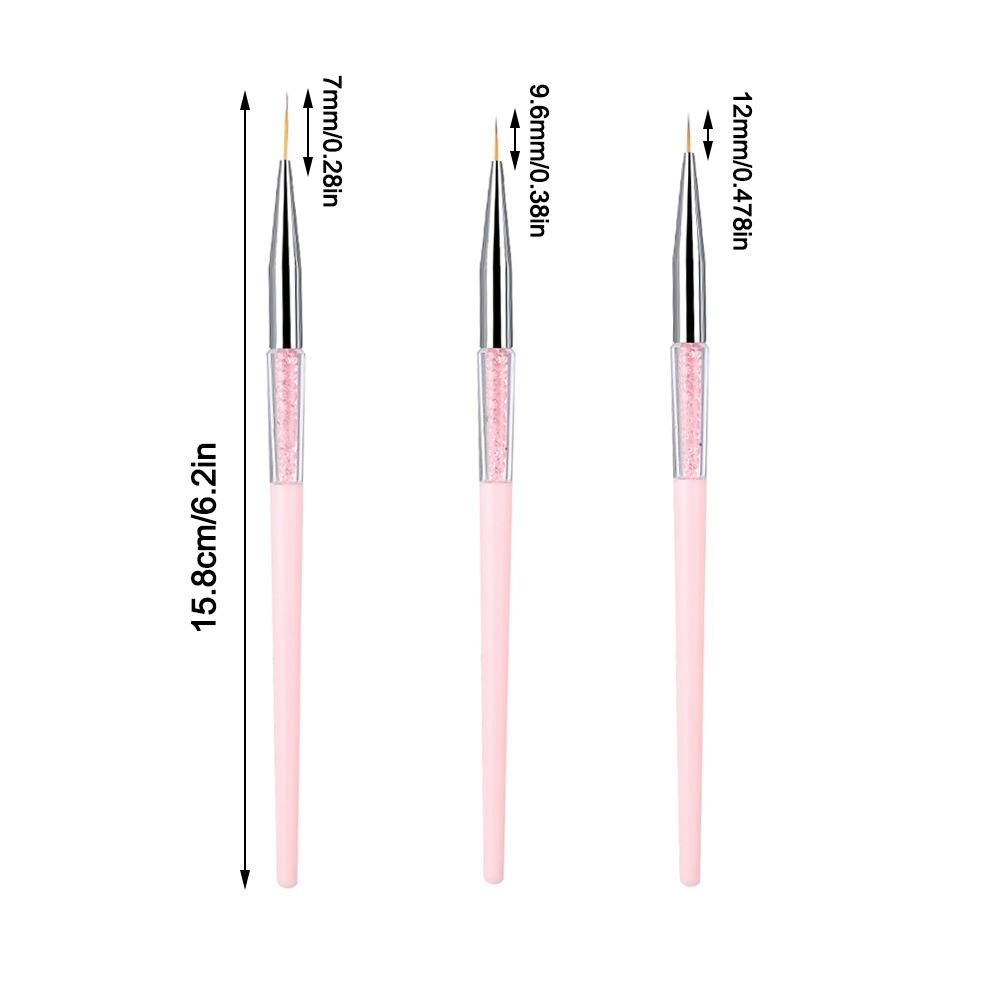 3pcs Fine Detail Nail Art Dotting Liner Brush Delicate Nail Liner Brush Acrylic Nails