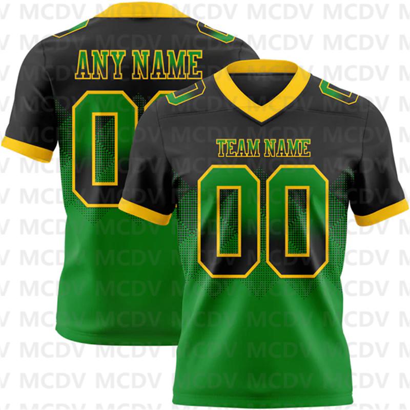 Custom Gradient Square Shape Flag Football Jersey Personlized Team Name and You Name, Number V-Neck Athletic Football T-Shirts