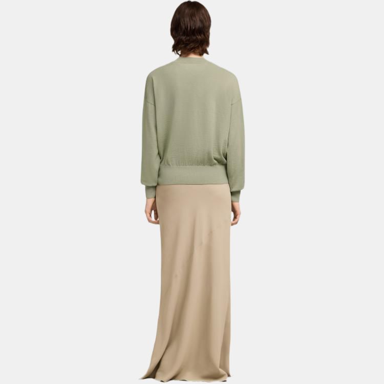 AMIPARIS Solid Color Patch Heart Round Neck Pullover Long Sleeve Sweater Unisex Sweater Sandy-Green UKS042KN0039-366