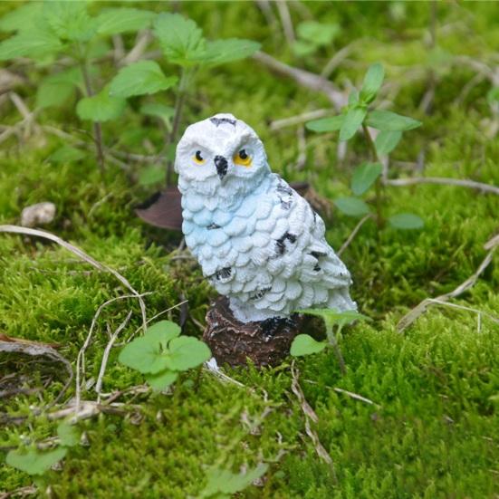 Mini Owl Figurine, Resin Tiny Owl Statue, Miniature Bird Ornament, Micro-Landscape Decoration for Succulents Planters Moss Bottles Fairy Garden