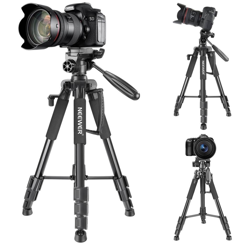Neewer SAB234 Portable Aluminum Alloy 142cm with Rotating 4kg Weight Black Tripod, Head, Capacity,