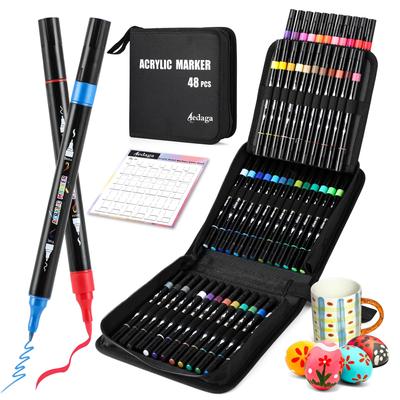 Ακρυλικός μαρκαδόρος 48 με αποθηκευτικό χρώμα χοντρός και λεπτός μπορεί να γραφτεί σε πλαστικό για ζωγραφική σετ δώρου, χρώματα, τσάντα, στυλό, στυλό με βάση το νερό, μη τοξικός,