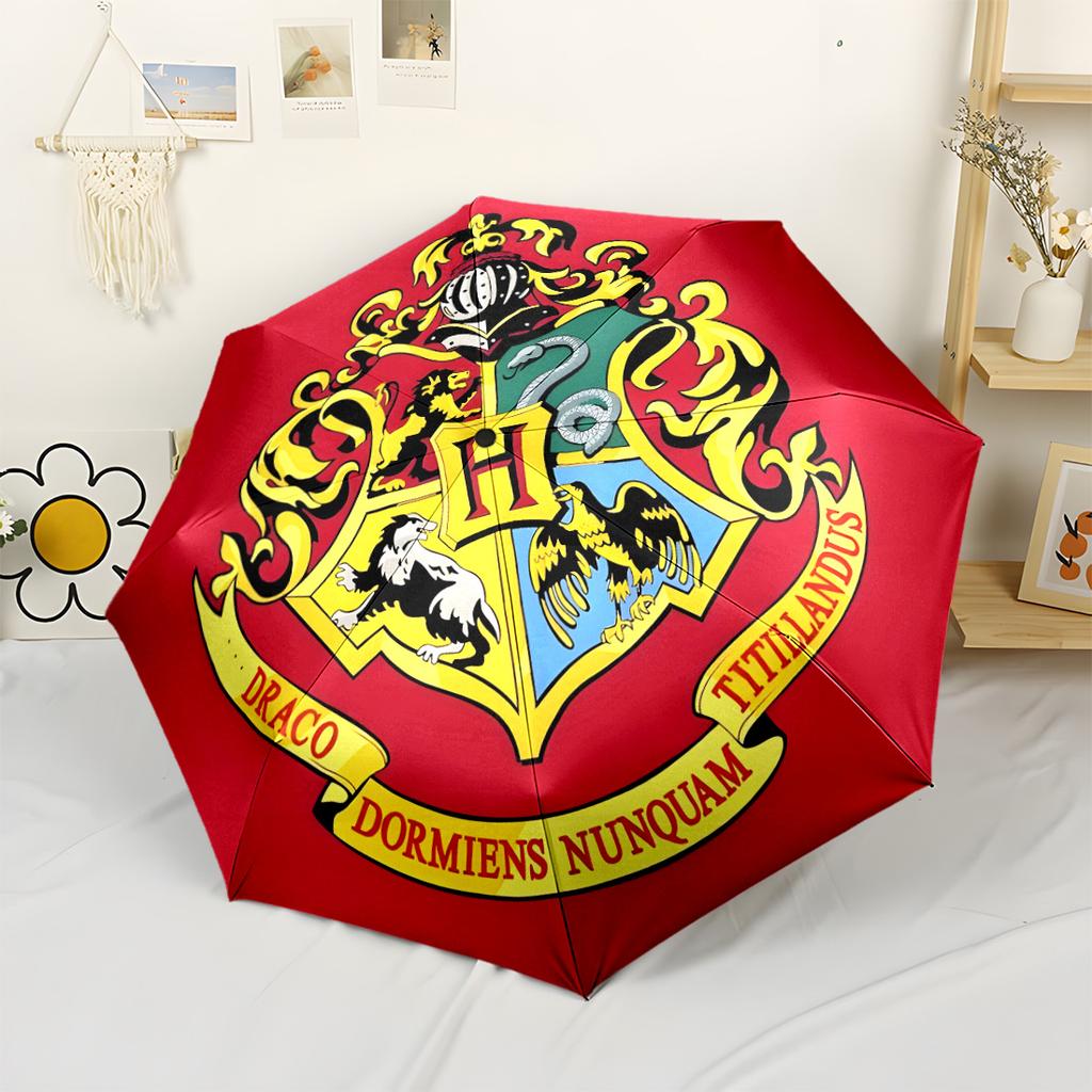 Hogwarts Crest Symbolism Outdoor Automatic Umbrella with 8-Rib Sturdy Construction Perfect for Outdoor Adventures Fashion Lovers Best for Christmas
