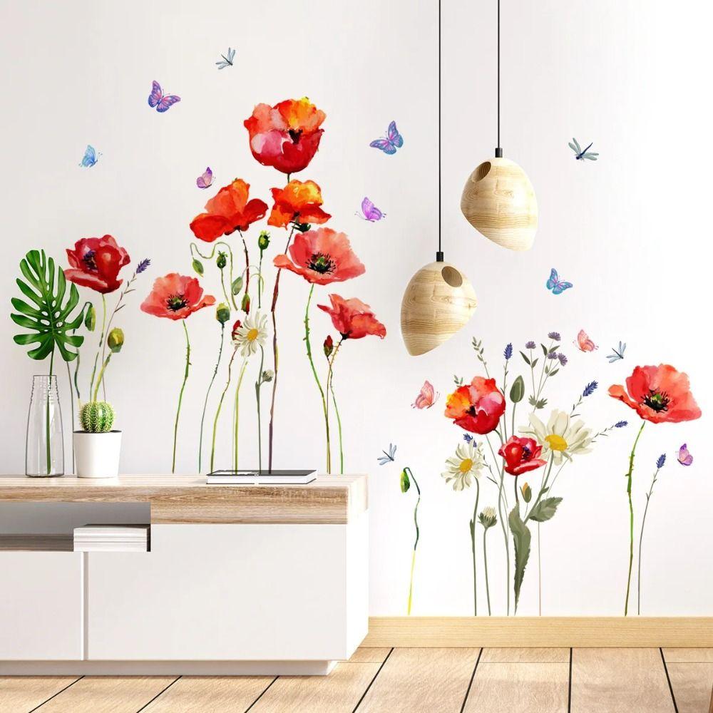

Butterfly Flowers Wall Stickers 110x70cm Wallpaper Kitchen Wallpaper Wall Decals Bedroom 30 x 60cm