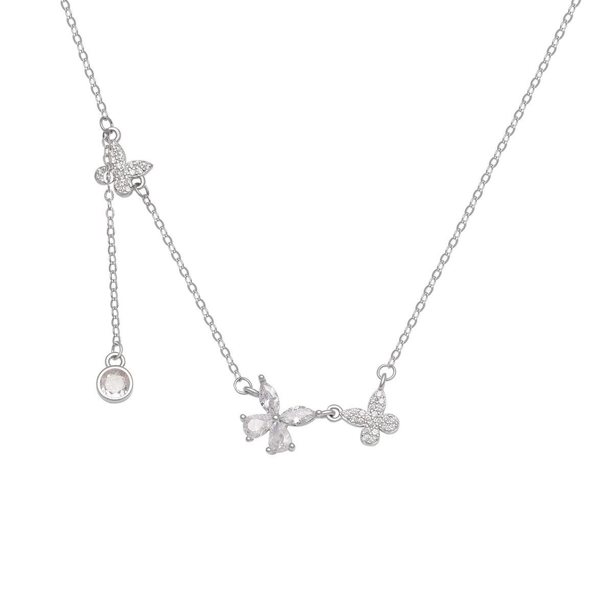 

Серебряное ожерелье с кисточкой и бабочкой S925, женское, легкое, роскошное, нишевое, высококачественное, подвеска, универсальная, полная бриллиантовая цепочка на ключицу, новое 925 Silver белого золота