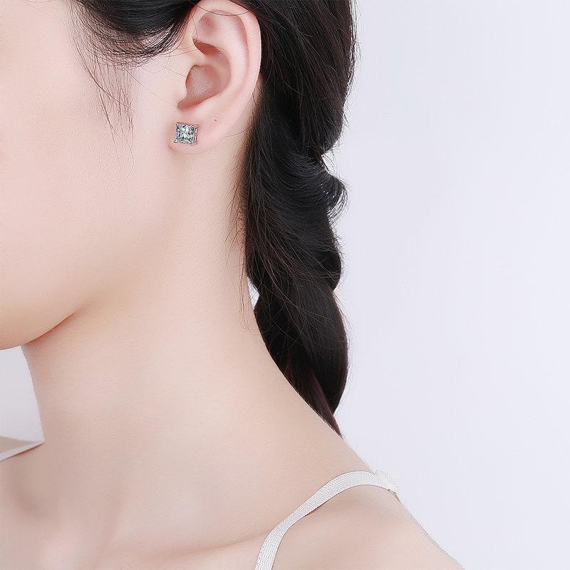 Cyrkoniowe Proste Kwadratowe Kolczyki - Styl Europejski i Amerykański