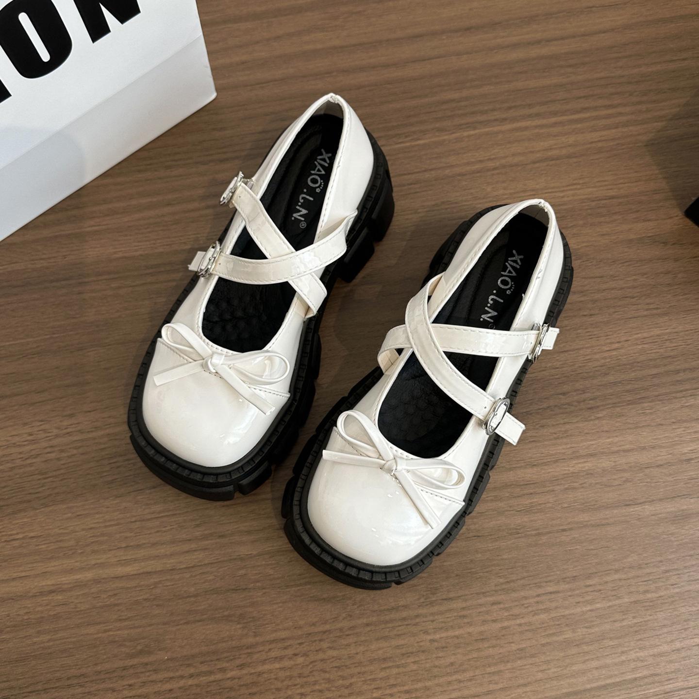 

White British style small man thick-soled heightening small leather shoes women s 2025 new summer retro Mary Jane single shoes 39 бежевый