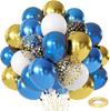 12inch-50pcs Blue Gold Green and Pink Balloon Set, Suitable for Weddings, Birthdays, Popular Parties, Bridal Showers