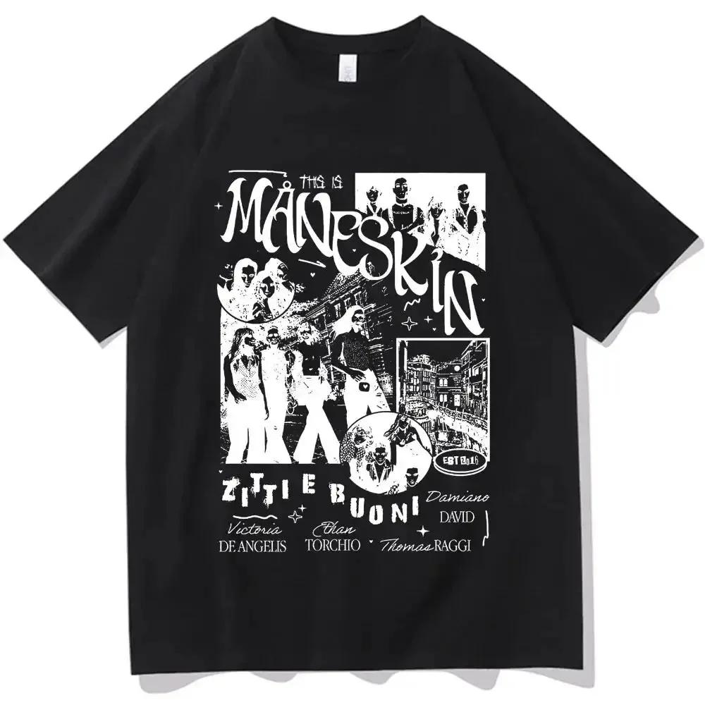 Italian Rock Band Maneskin T-Shirt Unisex Unisex  Plus Size O-Neck Streetwear Harajuku Casual Oversized Unisex Tees