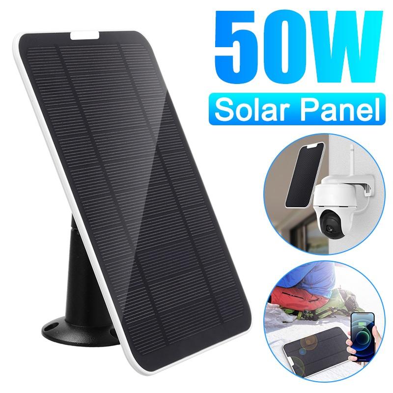 50W Outdoor Solar Power Charger With 3m/10Ft 5V USB Charging Cable Micro Waterproof Solar Panel for Security Camera