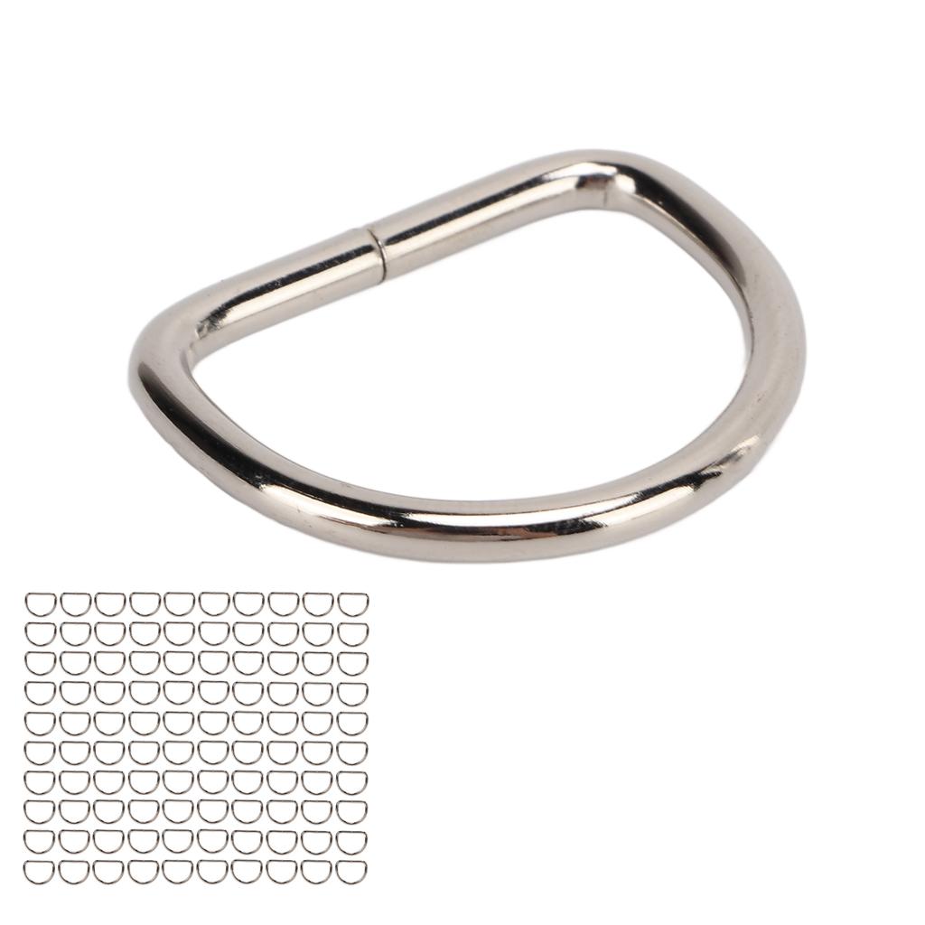 100 st Metall D-ringar Kraftig Hundhalsband D-formade Klämmor för Husdjur Bagage Bröstrem