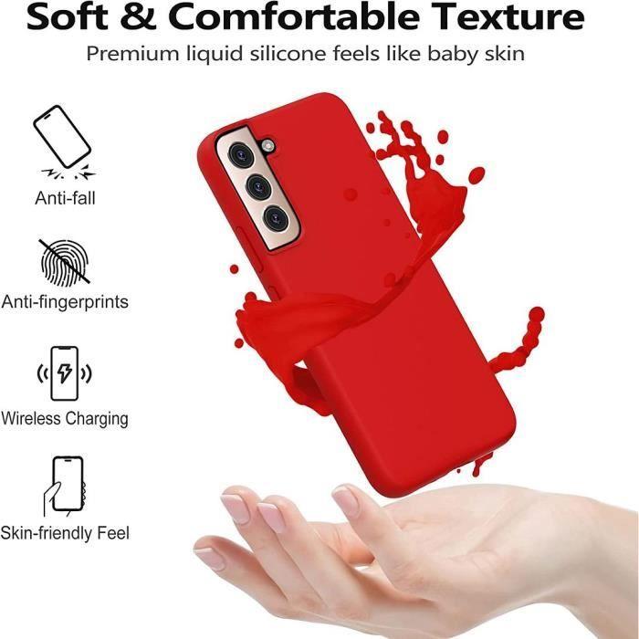 Coque - Samsung - Galaxy S22 - Silicone Antichoc - 2 Verres Trempés - Rouge