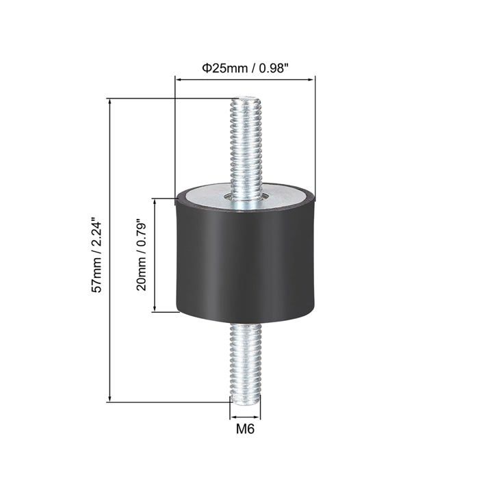 4 X M6 External Double Thread Rubber Shock Absorber Mount Anti Vibration Silent Block for Boat Car 25x20 Coil