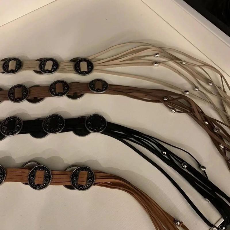 Vintage Coin Braided Sash Belt Boho Tassel Waistband Western Knotted Dress Girdle For Women Decoration