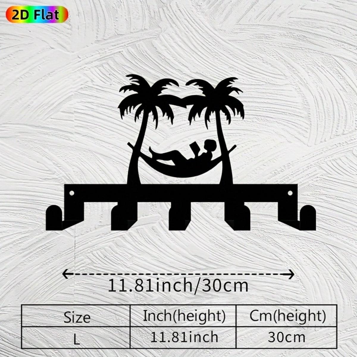 Wall Mounted Key Holder 5 Hooks Modern Iron Abstract Sculpture