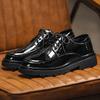 Big Head Leather Shoes Men's Glossy Casual Leather Shoes Low-top Large Size Trendy Business Dress Heightening Leather Shoes Men