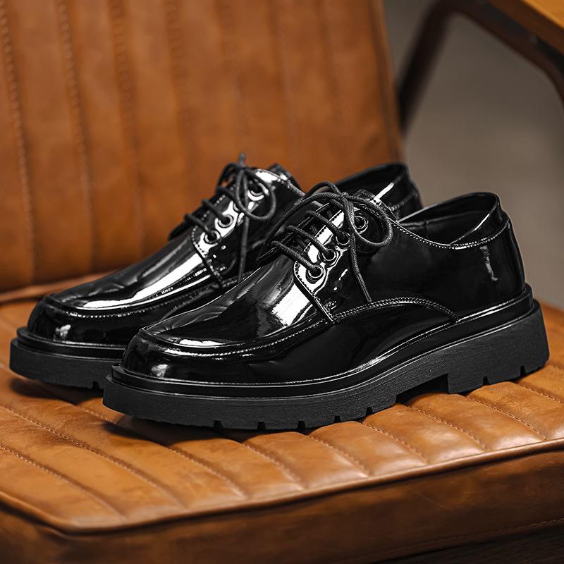 Men Patent Leather Chunky Platform Oxford Shoes Elevator Formal Dress Shoes Male Business Casual Plus Size Low Top Men's Shoe