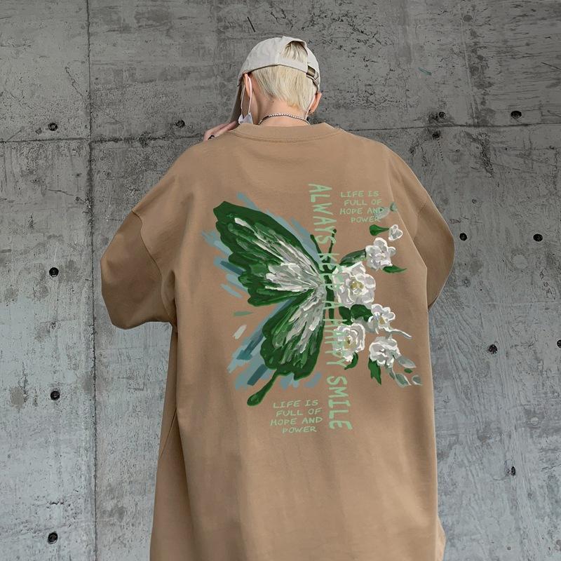 

Винтажная футболка с коротким рукавом, мужская летняя дизайнерская футболка с принтом Sense Vibe, большой размер, короткий рукав M коричневый