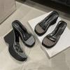 Fashion Eilyken Summer Street Style Platform Wedges Women Slippers Fashion PVC Transparentm Heels Shoes Zapatos De Mujer