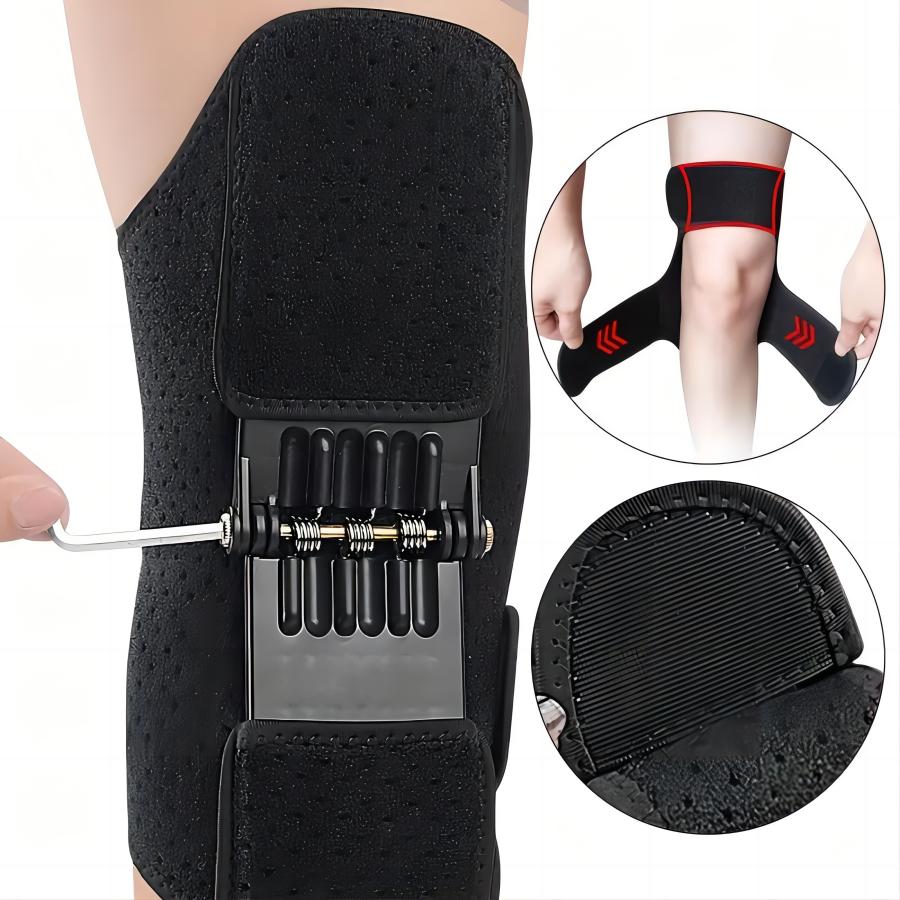 1 Pc Knee Brace Support With Powerful Rebound Springs,Adjustable Hook&Loop Closure,Running Sports Stabilizer Pads For Men&Women