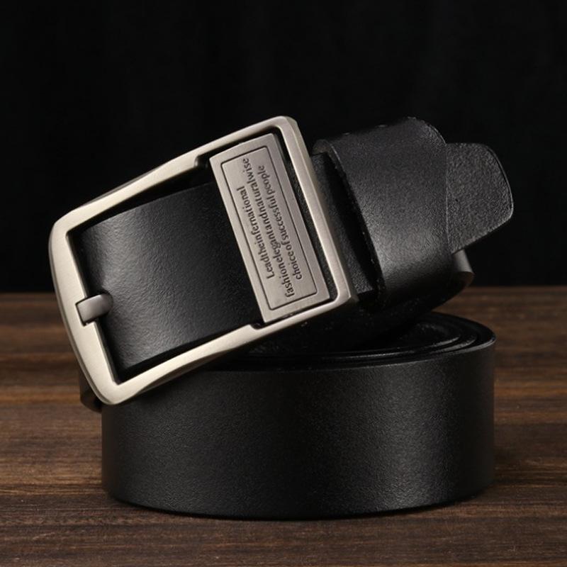 Men'S Belt Leather Pin Buckle Pure Cowhide No Interlayer Belt Men'S Trendy Casual Jeans Belt