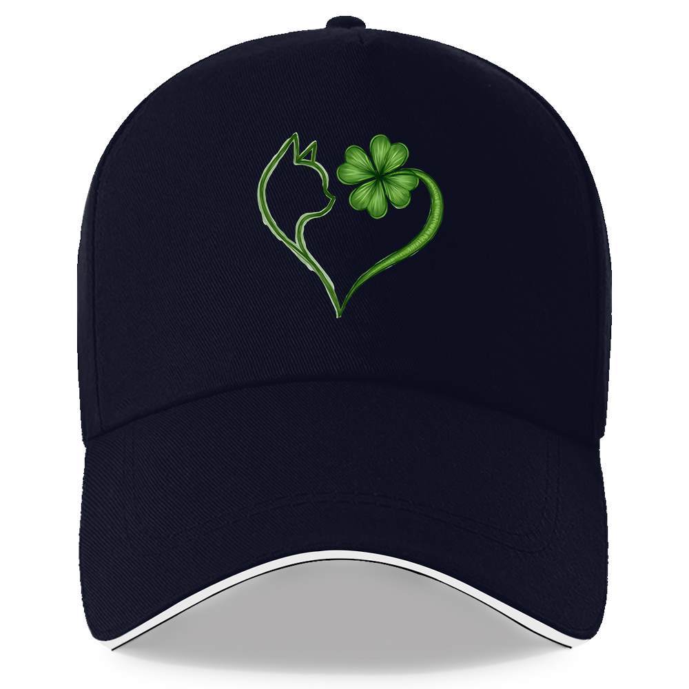 Cat Clover Heart Design Baseball Cap Unisex Polyester Casual Adjustable Sports Outdoor Headwear