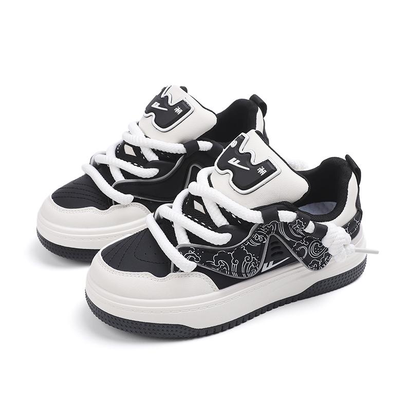 Warrior Fashion Trend Versatile Wear Resistant Non Slip Low Top Skate Shoes Women sneaker Beige Black WXY(S)-3599M