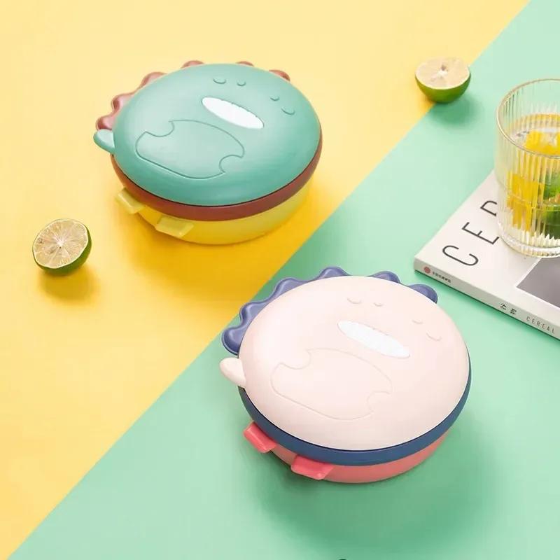 new 2024 500ml stainless steel lunch box for kids dinosaur compartmentalized heated water insulation children's cutlery food containers