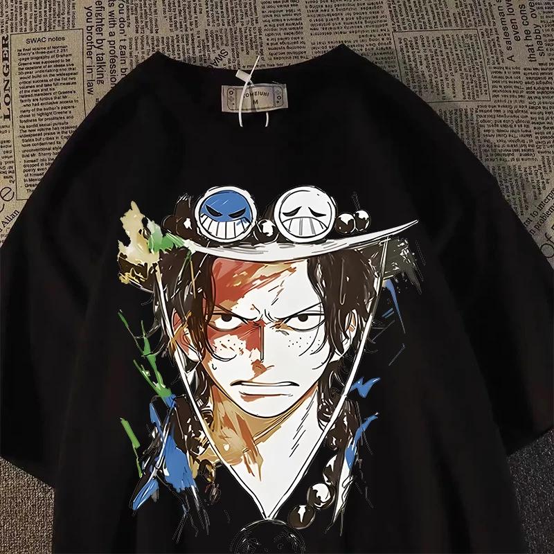 One Piece Ace Anime Manga T-Shirt Tee Undershirt Short Sleeve Polyester 4XL