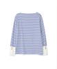 SALON DE YOHN Stripe Cuffs T_ Blue+Ivory