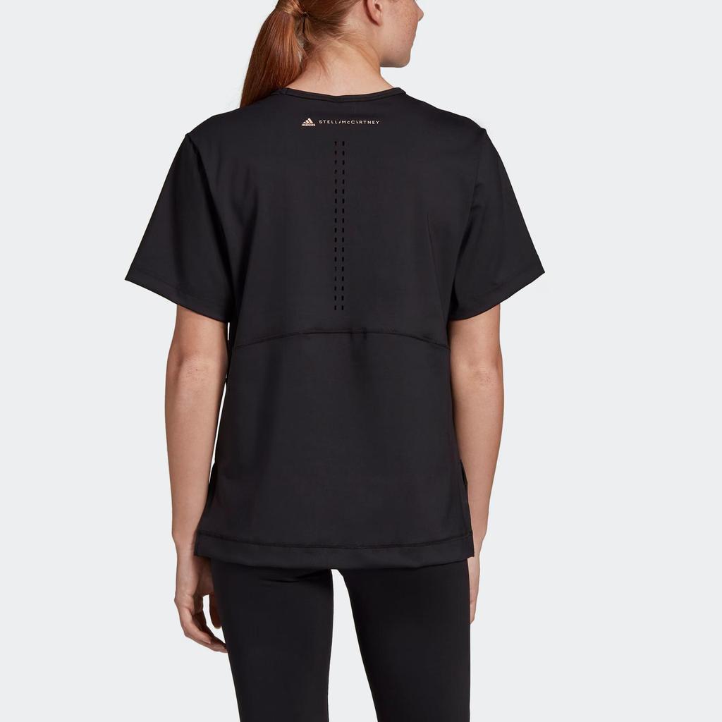 Adidas X Stella McCartney AEROREADY TrueStrength Loose Short Sleeve Tee, Women Breathable Casual Black Sports Tops FU1585