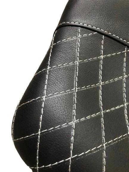 Fits For Royal Enfield Front And Rear Black & White Seat - Diamond Style Thread